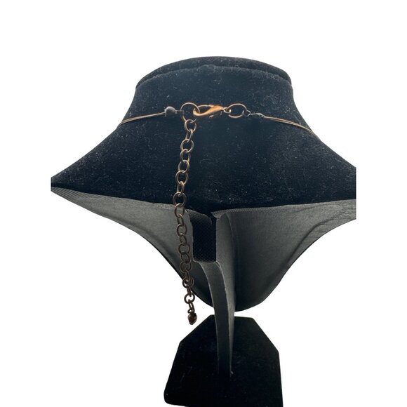 Gold and Maroon Glass Bead Necklace on Copper Wire 16 inch with 3 inch extender - Picture 3 of 3